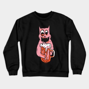 cat beer, cat drinking beer, beer cat, drinking cat, beer, cat, beer drinking gift, drinking animal Crewneck Sweatshirt